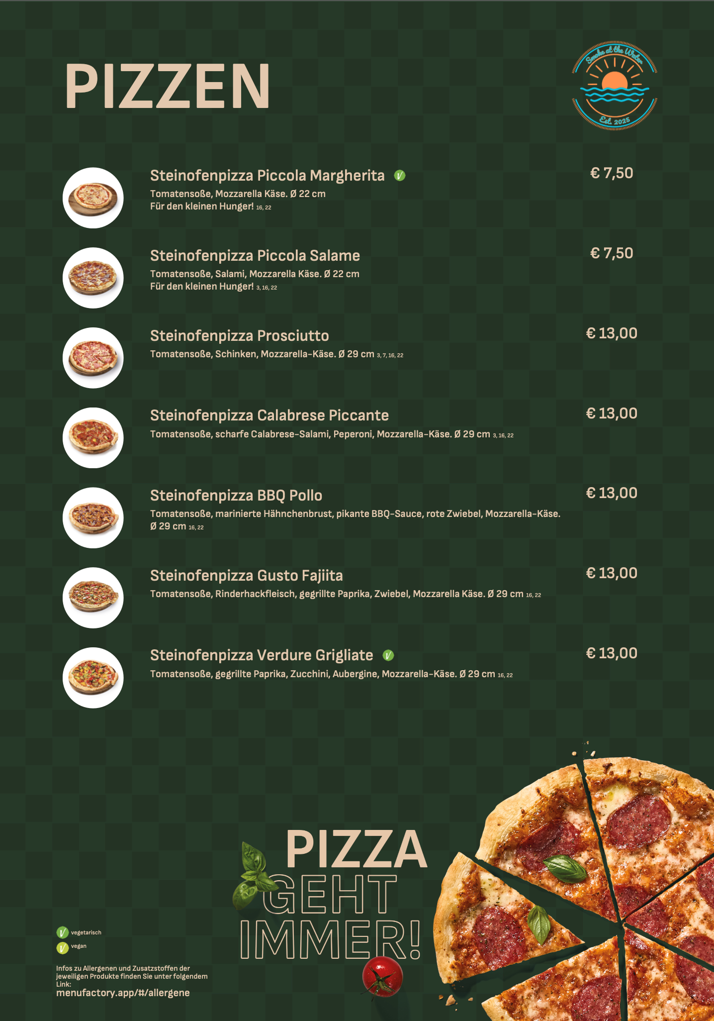 Speisekarte Pizza – alle Sorten und Preise